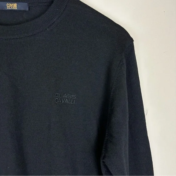 Cavalli Class Men’s Sweater 100% Wool Black